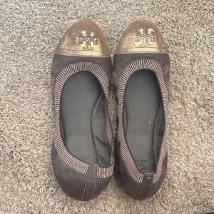 Tory Burch Women's Brown and Gold Loafers